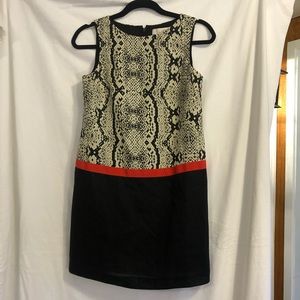 Sleeveless black/white pattern Loft Dress. Size 2P